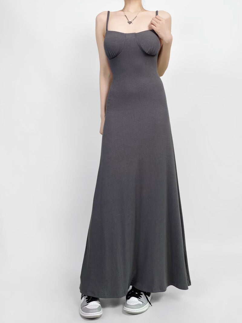 Anabella Black Lace Up Maxi Dress - Grey