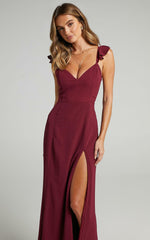 Robe longue à bretelles volantées More Than This - Rouge