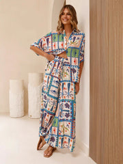 Printed Short-Sleeved Shirt And Wide-Leg Pants Suit