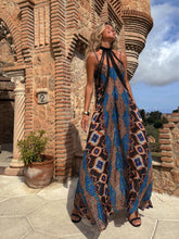 Positioning Print Suspender Long Skirt Dress