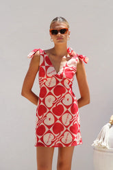 With Bow Shoulder Summer Vacation Mini Dress