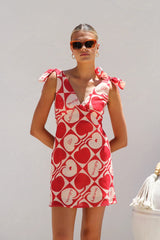 With Bow Shoulder Summer Vacation Mini Dress