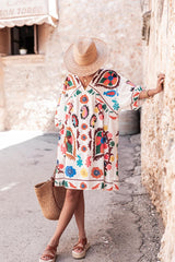 Printed Loose Sleeve Mini Dress
