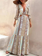 V-Neck Open Waist Tie Dress