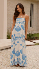 Shell Print High Waist Slip-On Midi Dress