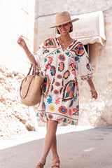 Printed Loose Sleeve Mini Dress