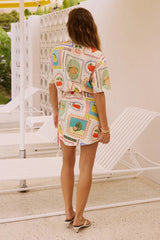 Printed Waist-Baring Mini Dress