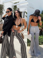 Printed Hip-Hugging Flared Pants