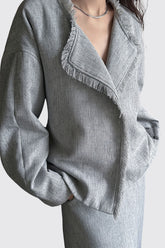Jacket with Adjustable Belt - Grey