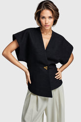 Weste mit einem Knopf - Schwarz