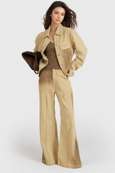 Jean taille haute large avec détails de couture - YelLow