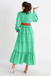 Robe longue à volants - Vert