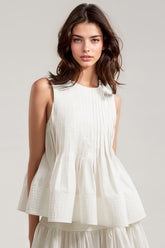 Plissiertes 2-teiliges Set - Weiß