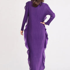 Robe longue violette à manches longues avec VOLANTS