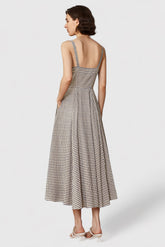 Robe longue à carreaux - Beige et violet