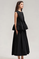 Plissiertes 2-teiliges Set - Schwarz