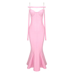 ARINNA PINK FRILLED BOTTOM BODYCON MIDI Dress