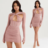 EMA Langärmliges Minikleid mit Schnürung