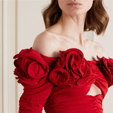 JUNKO FLowER RUCHED Hollow Out Long Sleeve TOP