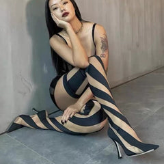 BOTTINES HAUTES EN MAILLE NOIRE