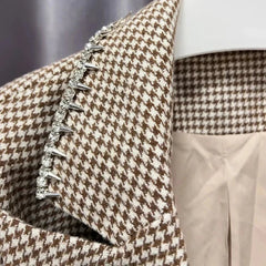 NOTCHED Collar Long Sleeve SPLICED DIAMONDS COAT and HIGH WaistED Mini Skirt