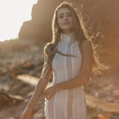 Mini-robe en maille sans manches TOMOE