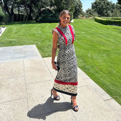 ROBE MAXI À MANCHES VOLANTES IMPRIMÉES