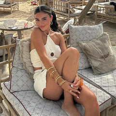 HollowED Out HOOK KNITTED FLORAL BEACH Dress