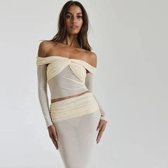 OFF-SHOULDER-TOP und MAXI-Rock-SET