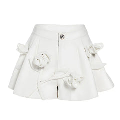 SHORT BLANC TAILLE HAUTE à fleurs