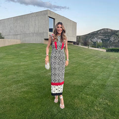 ROBE MAXI À MANCHES VOLANTES IMPRIMÉES