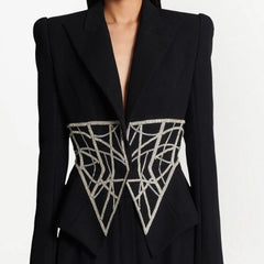 MARYL Schwarzes BLaceR mit Kristalltaille