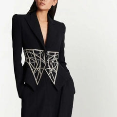 MARYL Schwarzes BLaceR mit Kristalltaille