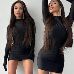 YASU SOLID Minikleid mit langen Ärmeln und Handschuhen