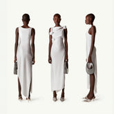 Robe MAXI avec FENTE LATÉRALE et NŒUDS FLEURS