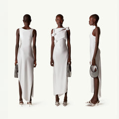 Robe MAXI avec FENTE LATÉRALE et NŒUDS FLEURS