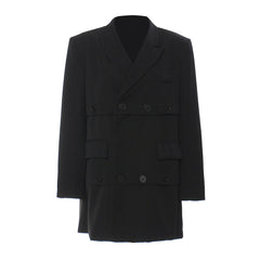 Blazer oversize à boutons à revers crantés et à coupe longue
