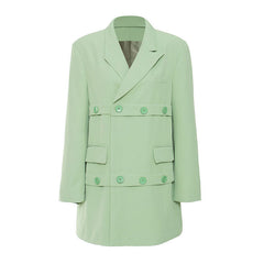 Blazer oversize à boutons à revers crantés et à coupe longue