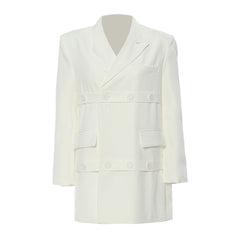 Blazer oversize à boutons à revers crantés et à coupe longue