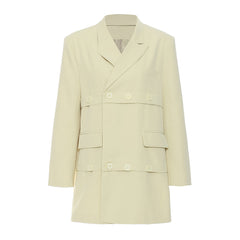 Blazer oversize à boutons à revers crantés et à coupe longue