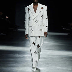 Blazer croisé asymétrique à col à revers et découpes en forme d'étoile à quatre branches