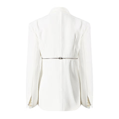 Blazer asymétrique à simple boutonnage avec fermeture éclair en métal et manches longues et col à revers