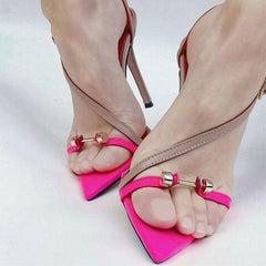 Sandales à bride arrière à bout pointu et lanières asymétriques - Multicolore