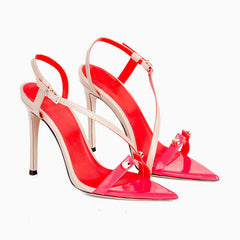 Sandales à bride arrière à bout pointu et lanières asymétriques - Multicolore