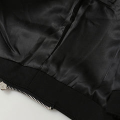 Blazer long à revers contrasté avant-gardiste avec taille zippée et bouton unique