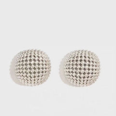 Boucles d'oreilles à tige en demi-cercle en maille ronde métallique de retour au 19e siècle