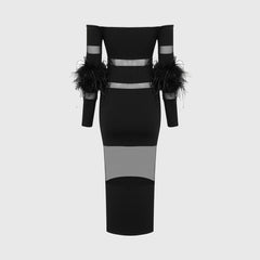 Robe midi patchwork en maille noire