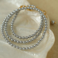 Chic 18K Gold Plated 3MM Crystal Pearl Stackable Bead Choker NeckLace