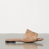 Chic Square Toe Braided Leather Slides - Apricot