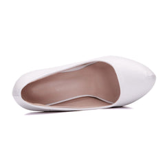 Escarpins à talons hauts classiques à plateforme de couleur unie - Blanc